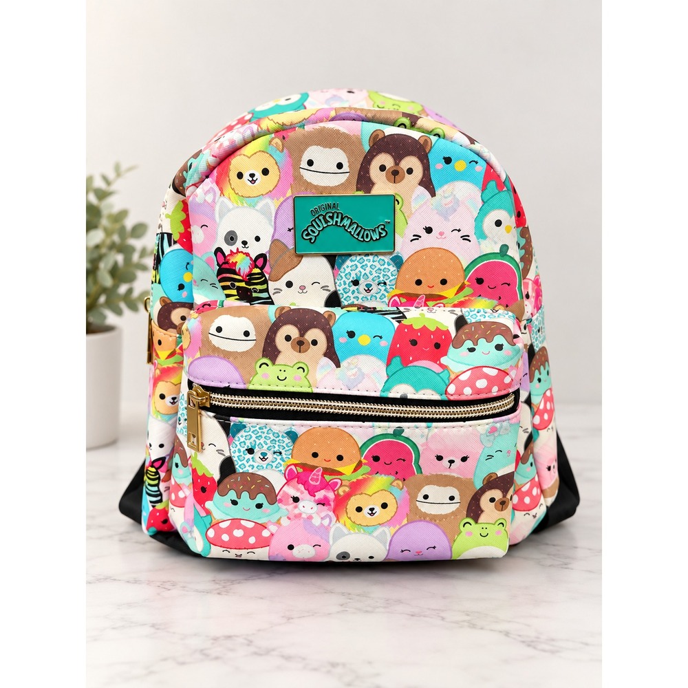 NWT Squishmallows All Over Print Mini Backpack Multi Character Animals Zip Bag